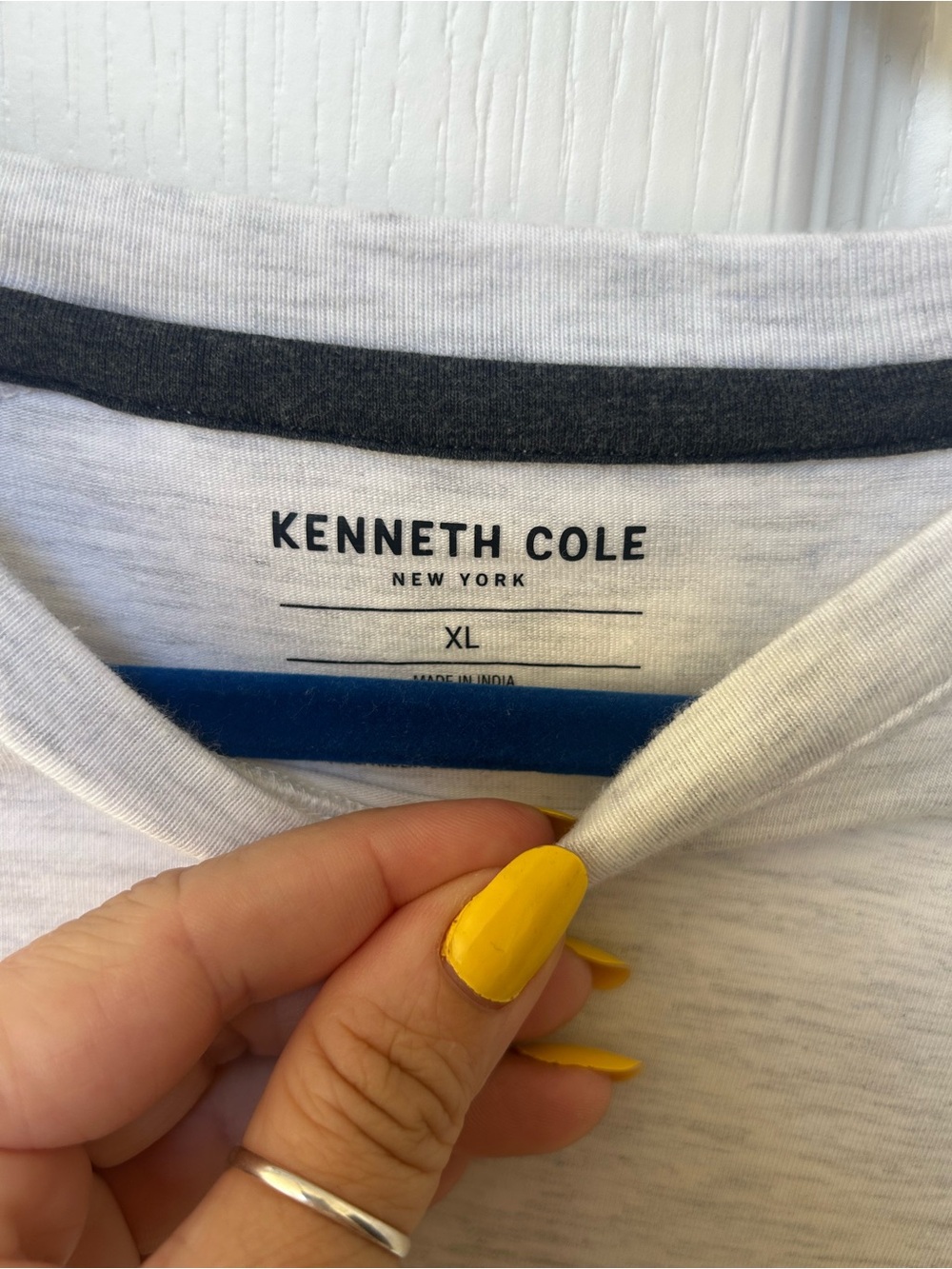 Kenneth Cole White T-Shirt with Charcoal Trim